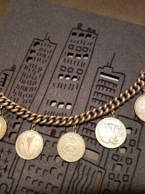 Vintage German 835 Silver Coin Bracelet